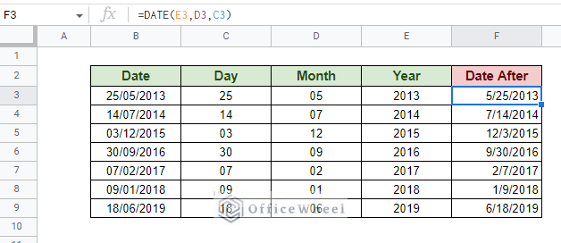 using date formula to format date in google sheets