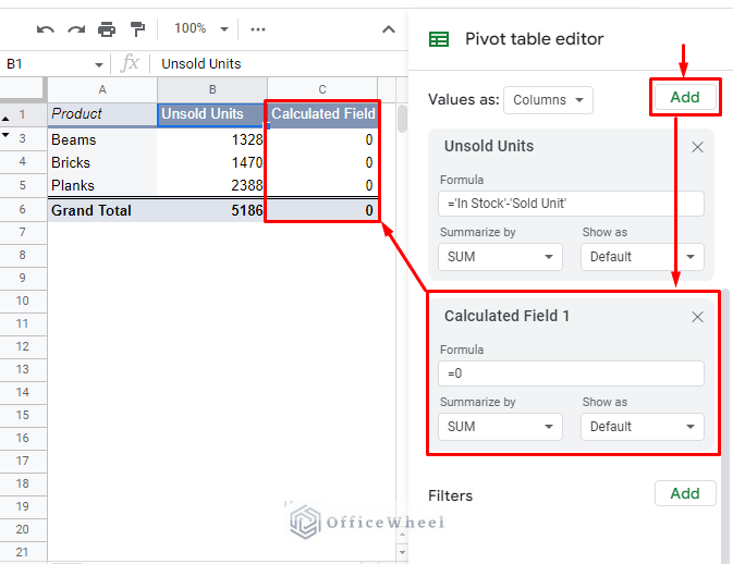 adding a new calculated field in the pivot table