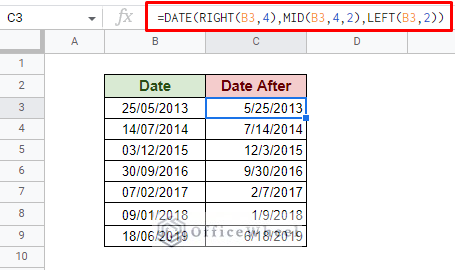 combined date formula to format date in google sheets without helper columns