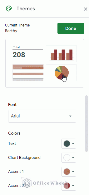 customization option for themes in google sheets