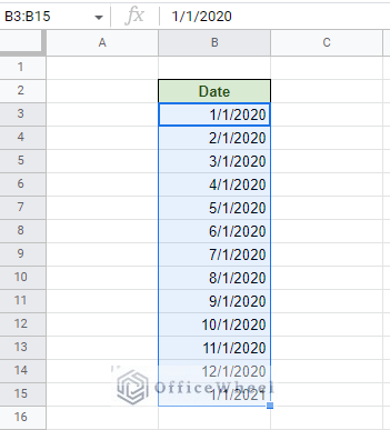 continue dates by month in google sheets