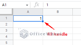 fill handle of an active cell - autofill google sheets