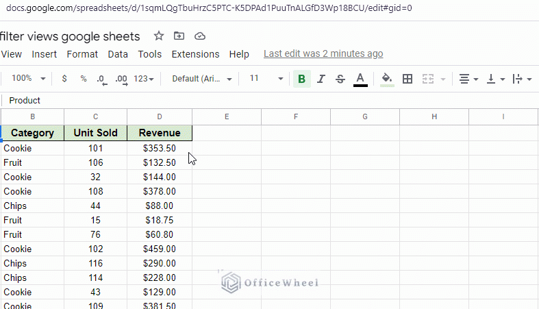 each filter view has a different url in google sheets animated