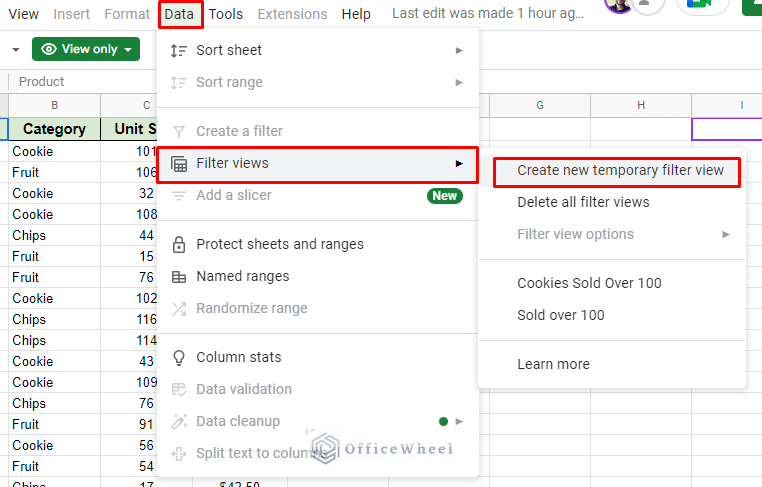 create new temporary filter option for a view only user