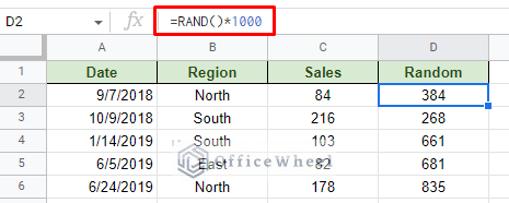 a new column with random values using the RAND function