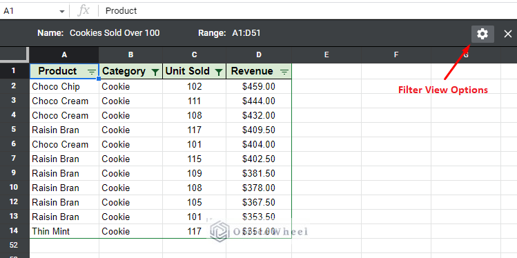 filter view options icon in google sheets