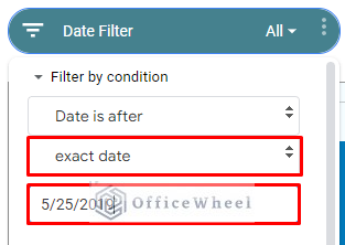 setting specific date conditions to filter