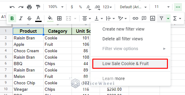 saved filter views are listed in the filer drop-down menu