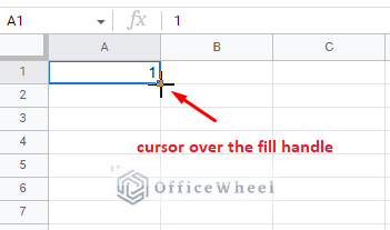 placing the cursor over the fill handle transforms it to a plus symbol