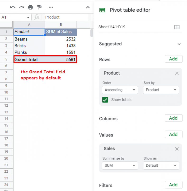 Remove Grand Total From Pivot Table Google Sheets