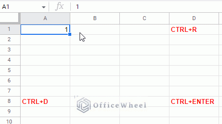 autofill using shortcut in google sheets animated