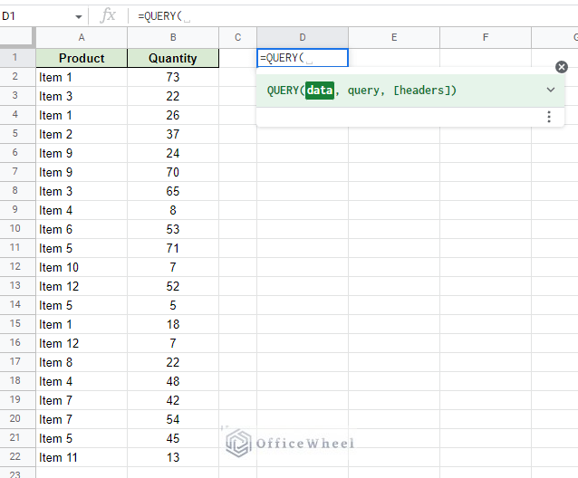 opening a query function in the source worksheet