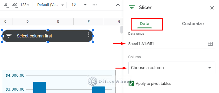 the data tab of the slicer menu