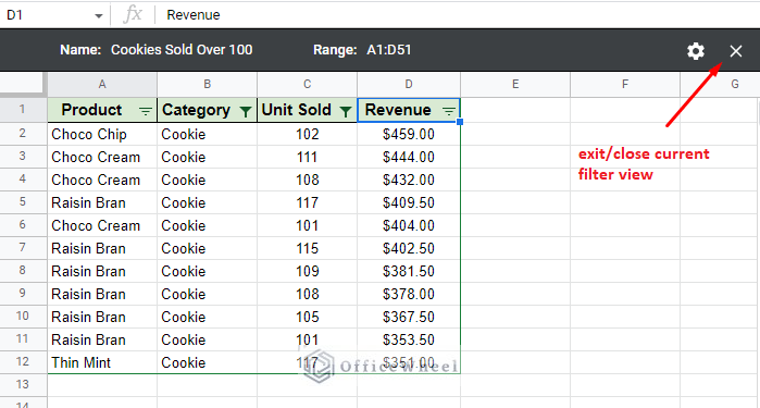 how to close a filter view in google sheets