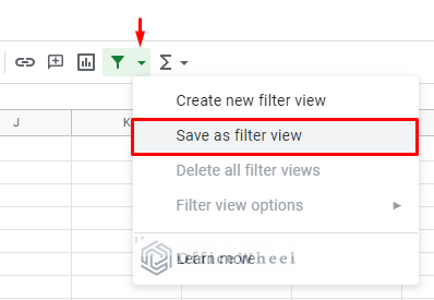 save as filter view to create a new filter view in google sheets