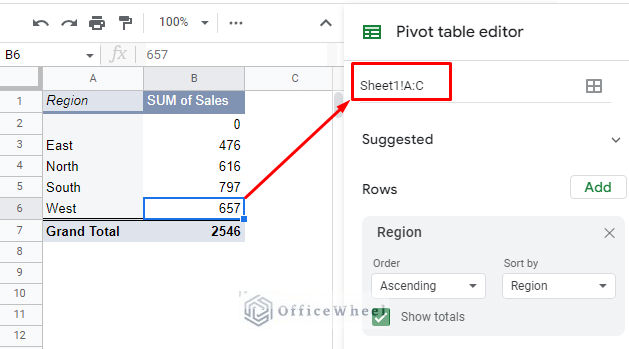 updating range to update and refresh the google sheets pivot table