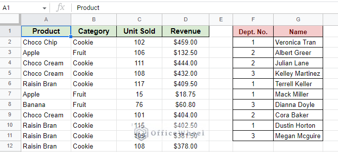 two datasets in a worksheet