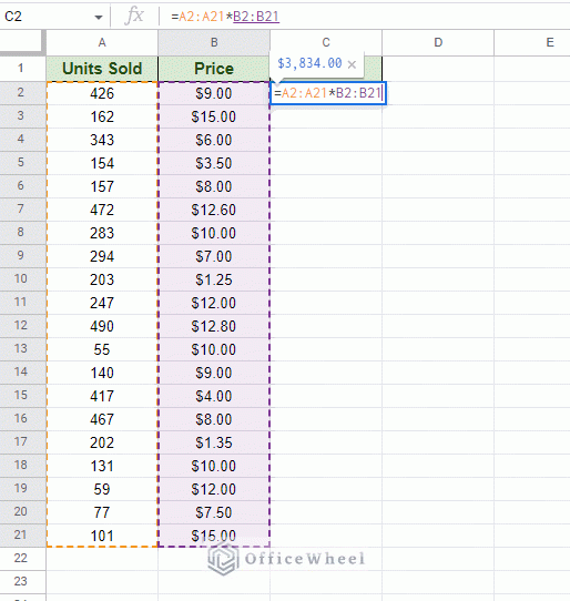 using array formula to fill down entire column in google sheets animated