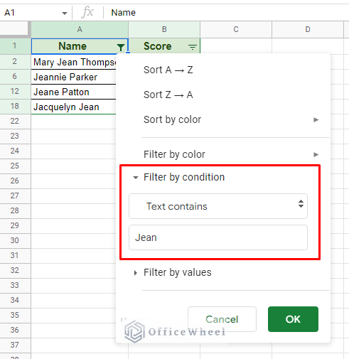 Filter Menu Insert Text Google Sheets: Filter Data that Contains Text (3 Easy Ways) - OfficeWheel