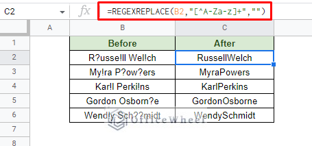 removing all characters except alphabets in a string with regexreplace