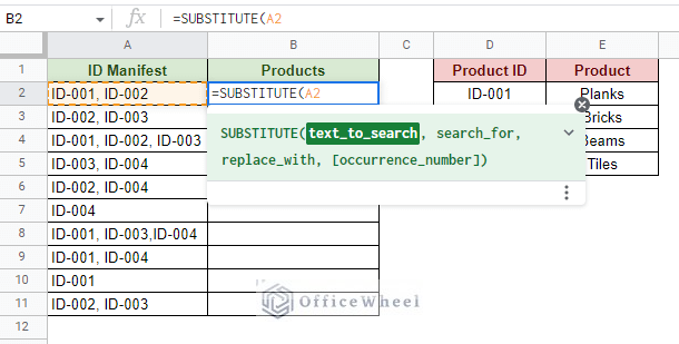 opening the substitute function and inputting the source data