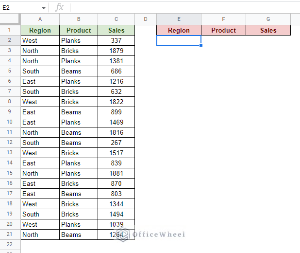 sample worksheet for multiple filter conditions in google sheets