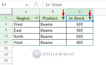 filter with the and condition by using the default filter of google sheets