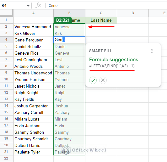 smart fill with column header in google sheets