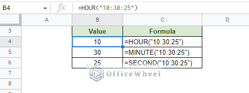 convert time to its base number values in google sheets