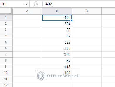 dataset of numbers to change the format of in google sheets