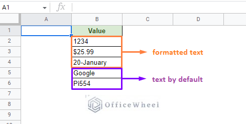 formatted text and natural text in google sheets