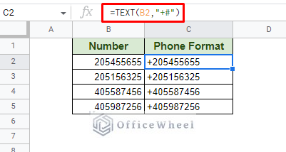 using the text function to include plus symbol in front of a number