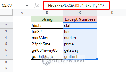 using regular expressions to remove numbers from a string is simple