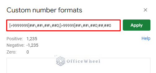 the custom number format to add crore, lakh and thousand comma separators