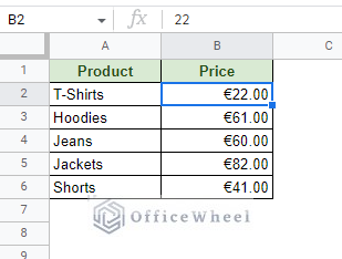 chancing currency number format in google sheets