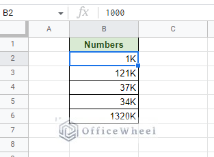 replacing thousands with k in google sheets using custom number format