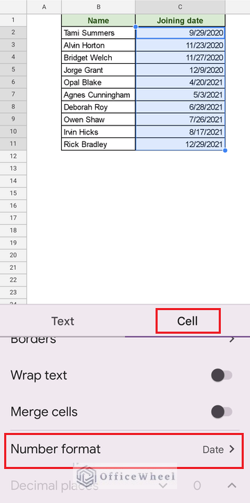 navigate to the cell tab and select the number format option