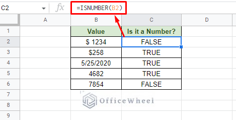 using isnumber function can determine whether the value is a number or not