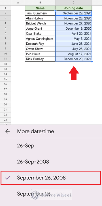 change number format from the google sheets mobile app
