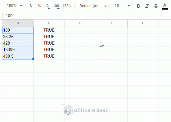 convert number to text in google sheets using the more formats menu