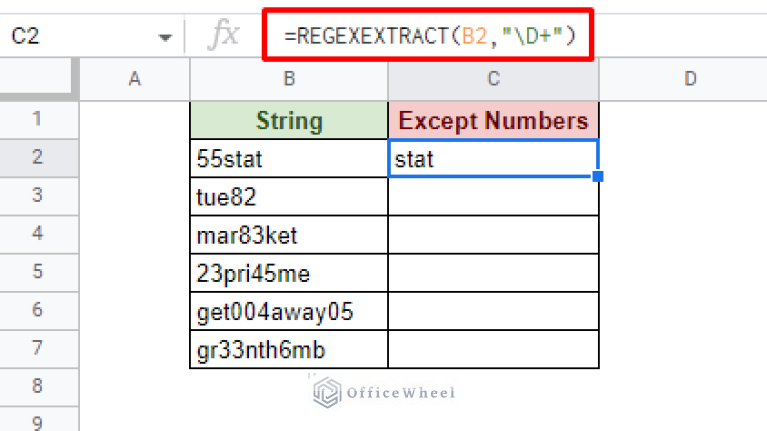 How to Remove Numbers from a String in Google Sheets