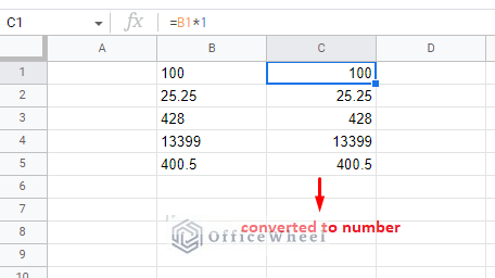 multiplying text values to convert to number in google sheets