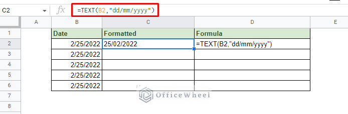 changing the date value with formula in google sheets