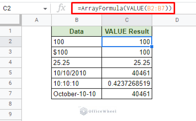 Google Sheets: The VALUE Function (An Easy Guide) - OfficeWheel