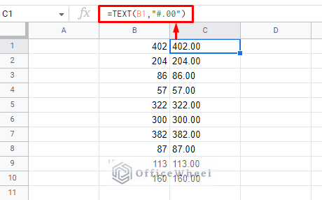 change number format using the text function in google sheets