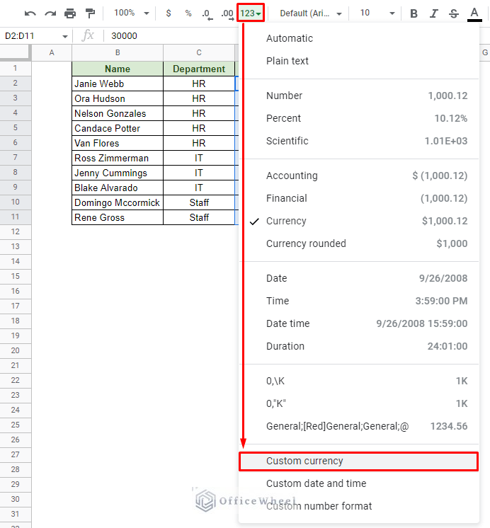 How to Format Currency in Google Sheets (An Easy Guide) - OfficeWheel