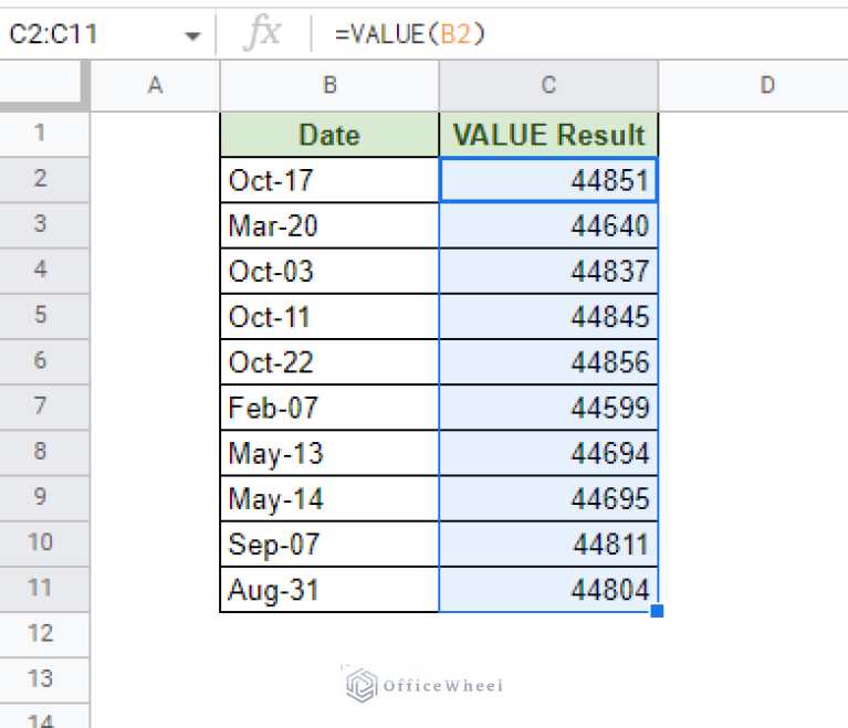 Google Sheets: The VALUE Function (An Easy Guide) - OfficeWheel