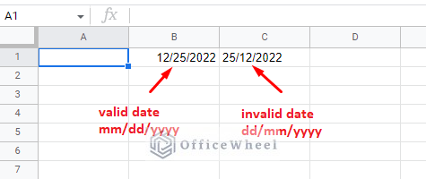 valid and invalid date formats in google sheets