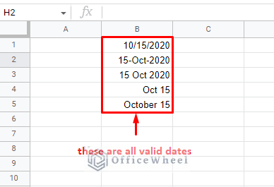 google sheets has a lot of valid date formats