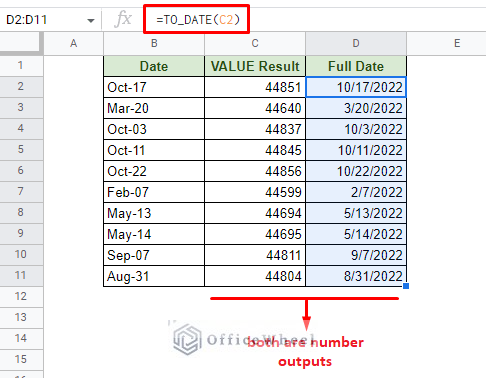 resetting the date value to a proper date format using the to_date function